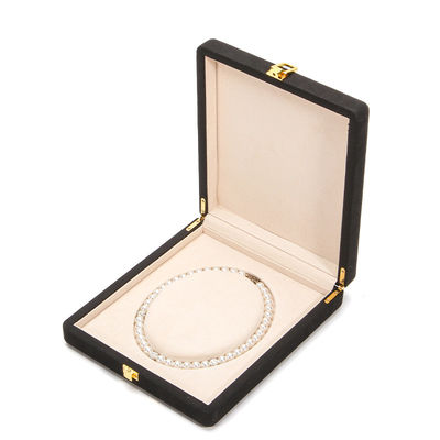 acheter Noir Hanhong Coordonné personnalisé d' un coin en microfibre en cuir Anneau de bijoux Boîte d'emballage Luxe ensemble de collier de perles Boîte de stockage de bijoux online manufacture