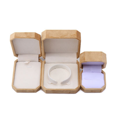 Élégance faite à la main Boîte de bijoux en velours octogonal jaune pour colliers Boucles d'oreilles Bracelet Ring