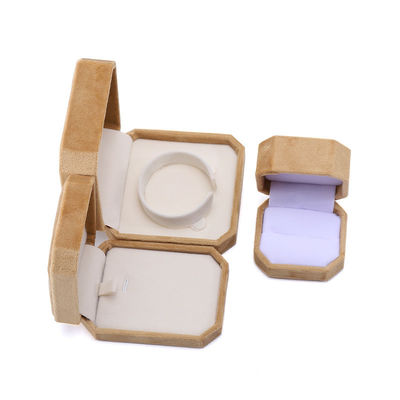 Élégance faite à la main Boîte de bijoux en velours octogonal jaune pour colliers Boucles d'oreilles Bracelet Ring