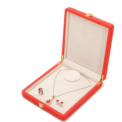acheter Boîte d'emballage de bijoux en cuir en microfibre orange personnalisée Hanhong pour collier de perles de luxe online manufacture