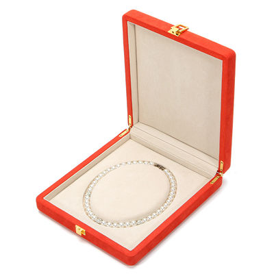 Boîte d'emballage de bijoux en cuir en microfibre orange personnalisée Hanhong pour collier de perles de luxe