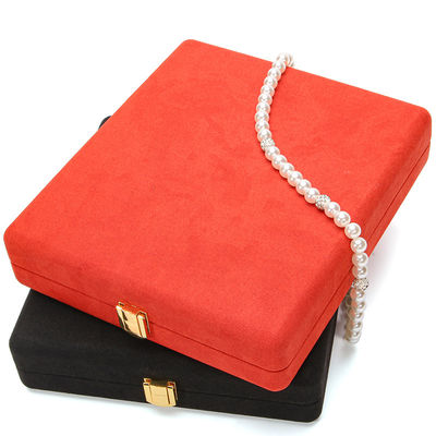 Boîte d'emballage de bijoux en cuir en microfibre orange personnalisée Hanhong pour collier de perles de luxe
