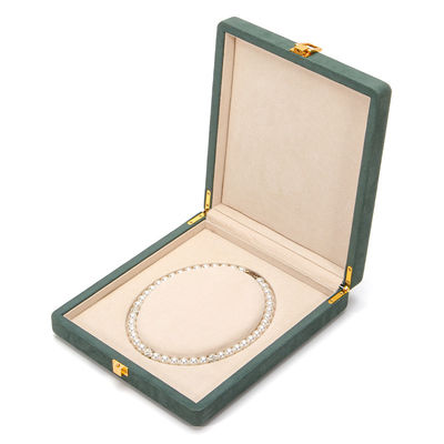 Boîte de rangement de bijoux en cuir en microfibre verte pour collier de perles 20*23*5cm Hanhong Custom