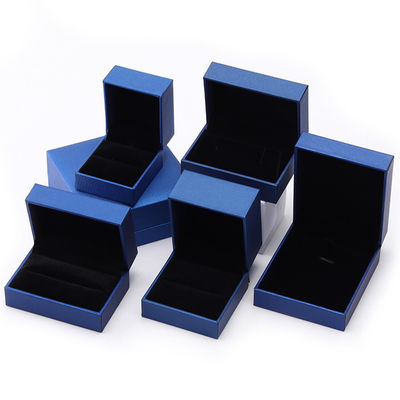 Boîte de bijoux en papier bleu de luxe Boucles d'oreilles à logo personnalisé Collier Pendentif Bague emballage