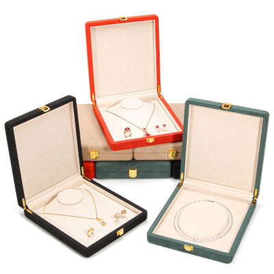 Boîte de rangement de bijoux en cuir en microfibre verte pour collier de perles 20*23*5cm Hanhong Custom