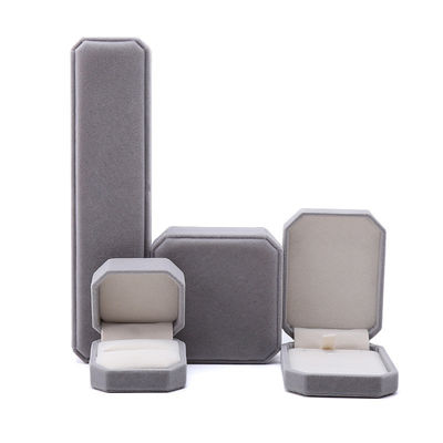 acheter Boîte à bijoux octogonale en flanelle grise personnalisée pour colliers Bracelets et anneaux online manufacture