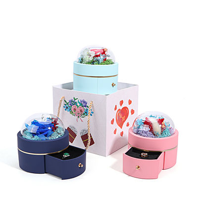 Taille personnalisée Box de bijoux de fleurs rondes de luxe Packaging Ring Drawer Box