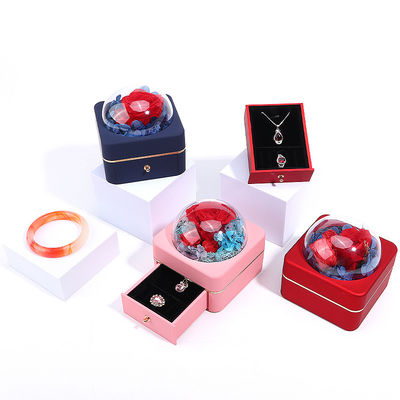 Taille personnalisée Box de bijoux de fleurs rondes de luxe Packaging Ring Drawer Box