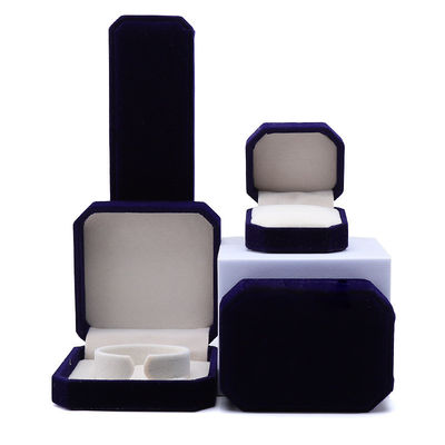 acheter Le plus récent style personnalisé Blue Flannelette Octagonal Jewelry Box pour Collier Bracelet Ring online manufacture