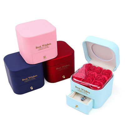 Taille personnalisée Rose Immortel tiroir Joaillerie à fleurs Boîte pour boucles d'oreilles Pendentif