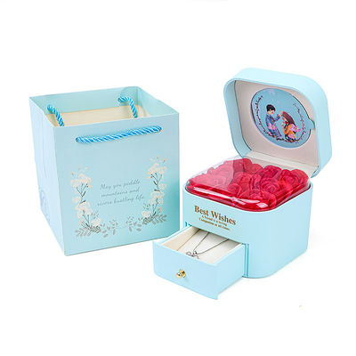Taille personnalisée Rose Immortel tiroir Joaillerie à fleurs Boîte pour boucles d'oreilles Pendentif