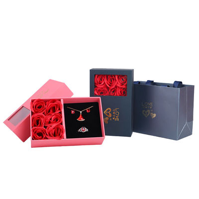 Boîte à bijoux en carton Hanhong Rose Sabon Fleur Emballage cadeau avec sac à main