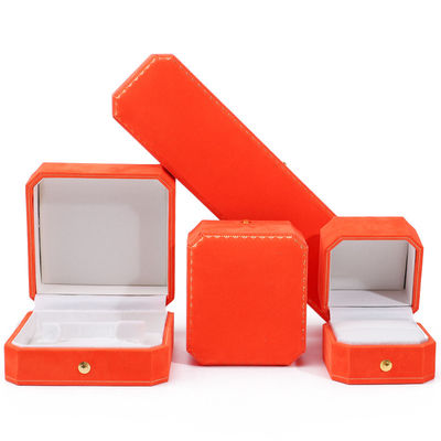 acheter La plus récente boîte de bijoux en velours orange pour les boucles d'oreilles à collier à logo personnalisé online manufacture