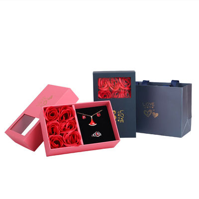 Boîte à bijoux en carton Hanhong Rose Sabon Fleur Emballage cadeau avec sac à main