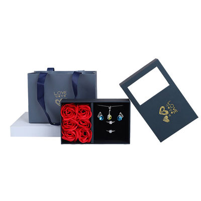 Boîte à bijoux en carton Hanhong Rose Sabon Fleur Emballage cadeau avec sac à main