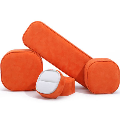 Boîte à bijoux de luxe avec couvercle et base, boîte à bijoux en velours orange de haute qualité avec logo