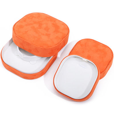 Boîte à bijoux de luxe avec couvercle et base, boîte à bijoux en velours orange de haute qualité avec logo