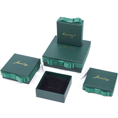 Boîte à bijoux personnalisable en papier écologique, couvercle et base, verte