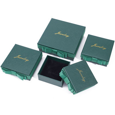 Boîte à bijoux personnalisable en papier écologique, couvercle et base, verte