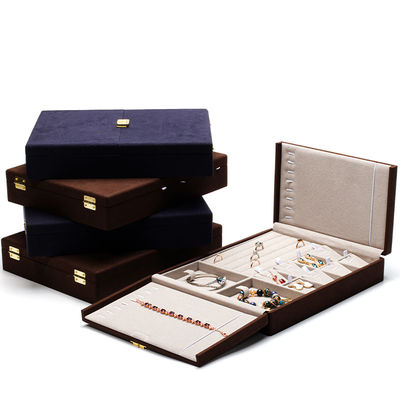 acheter Boîtes cadeaux de bijoux en cuir en microfibre bleue Emballage de bijoux sur mesure 29x23x5cm online manufacture