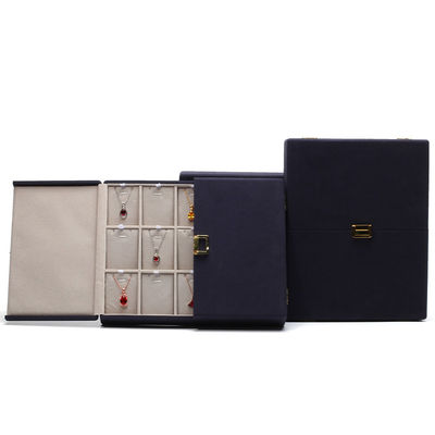 Boîtes cadeaux de bijoux en cuir en microfibre bleue Emballage de bijoux sur mesure 29x23x5cm
