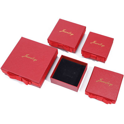 Logo personnalisé Boîte de bijoux en papier rouge pour colliers boucles d'oreilles anneau rectangle fait à la main