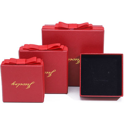 Logo personnalisé Boîte de bijoux en papier rouge pour colliers boucles d'oreilles anneau rectangle fait à la main