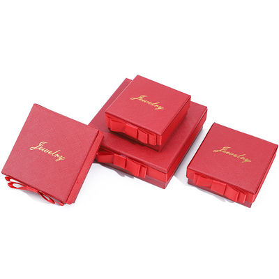 Logo personnalisé Boîte de bijoux en papier rouge pour colliers boucles d'oreilles anneau rectangle fait à la main