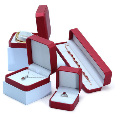 Boîte d'emballage de bijoux de luxe personnalisée en cuir rouge fait à la main