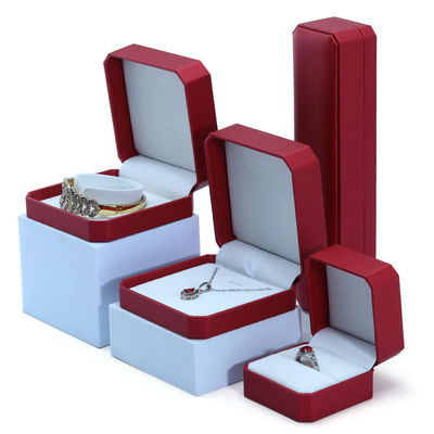 Boîte d'emballage de bijoux de luxe personnalisée en cuir rouge fait à la main