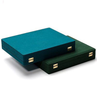 Boîte de bijoux en cuir PU portable pour les boucles d'oreilles bleues