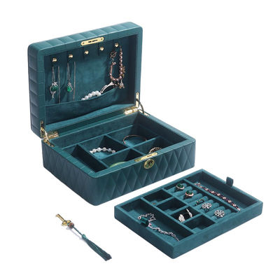 acheter Boîte de rangement de bijoux en diamant à grains multifonctionnelle Organiseur de bijoux en cuir avec tasse online manufacture