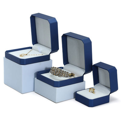 Boîte à bijoux en cuir convexe de la marine boîte à emballage de luxe durable