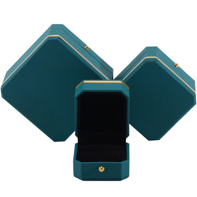 Boîte de luxe en faux cuir octogonal vert foncé