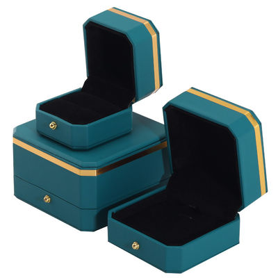 Boîte de luxe en faux cuir octogonal vert foncé