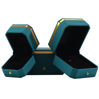 Boîte de luxe en faux cuir octogonal vert foncé