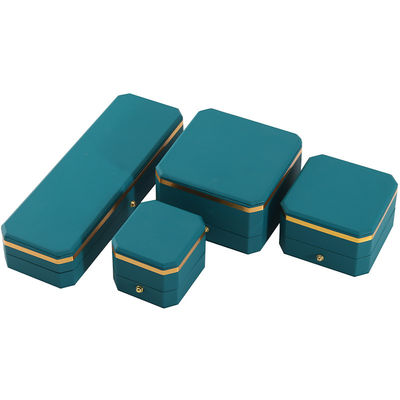 Boîte de luxe en faux cuir octogonal vert foncé