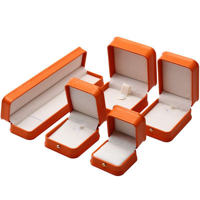 Boîte à bijoux en cuir en PU orange grain de neige noble pour emballage de luxe