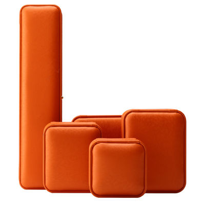 Boîte à bijoux en cuir en PU orange grain de neige noble pour emballage de luxe