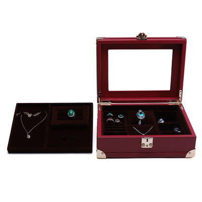 Protection de coin de luxe en cuir en poudre PU Organisation de stockage de bijoux avec miroir