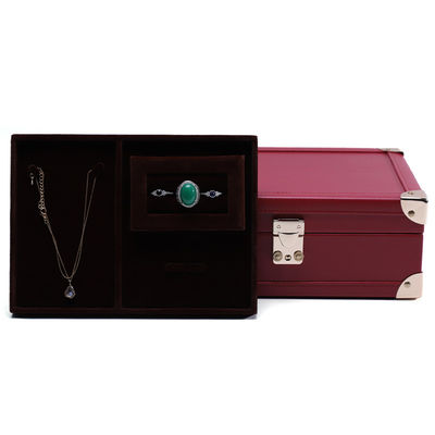 Protection de coin de luxe en cuir en poudre PU Organisation de stockage de bijoux avec miroir