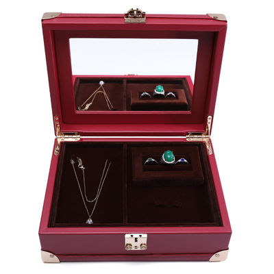 Protection de coin de luxe en cuir en poudre PU Organisation de stockage de bijoux avec miroir
