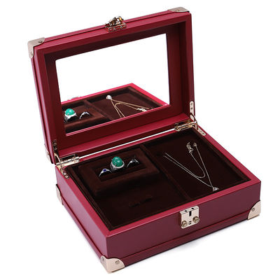 Protection de coin de luxe en cuir en poudre PU Organisation de stockage de bijoux avec miroir