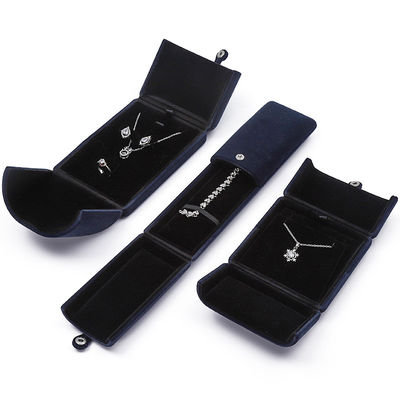 Chine fabrication en gros de haute qualité bijoux emballage Boîte de luxe personnalisée Big Jewelry Set Box Collier Bracelet Boucles d'oreilles Bague emballage artisanal velours bleu double porte Jewelry Box avec logo