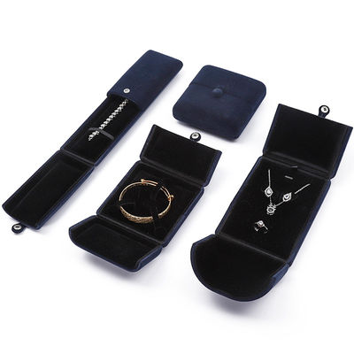 Chine fabrication en gros de haute qualité bijoux emballage Boîte de luxe personnalisée Big Jewelry Set Box Collier Bracelet Boucles d'oreilles Bague emballage artisanal velours bleu double porte Jewelry Box avec logo
