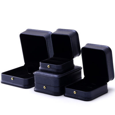 Boîte à bijoux en cuir en PU à coin rond violet foncé pour le stockage de luxe