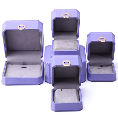 Captivant violet octagonal PU couture boîte à bijoux pour l' anneau oreille pendentif