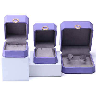 Captivant violet octagonal PU couture boîte à bijoux pour l' anneau oreille pendentif