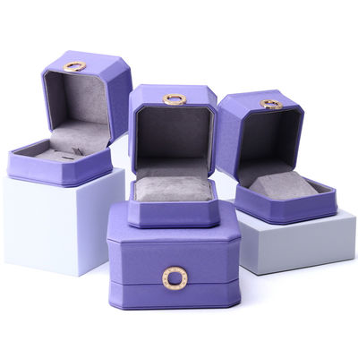 Captivant violet octagonal PU couture boîte à bijoux pour l' anneau oreille pendentif