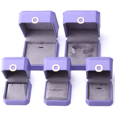 Captivant violet octagonal PU couture boîte à bijoux pour l' anneau oreille pendentif